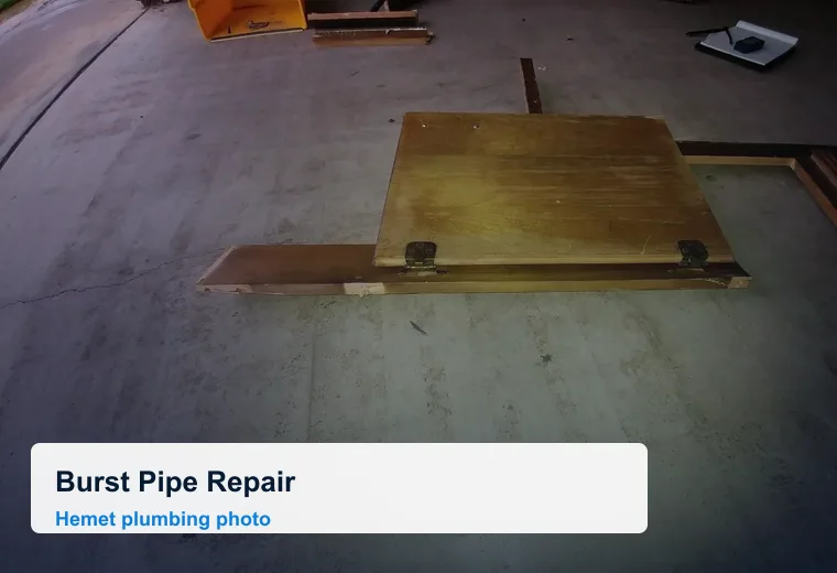 Burst pipe repair and kitchen wall plumbing access in Hemet