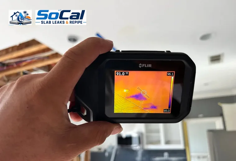 Thermal imaging slab leak detection equipment for San Jacinto homes